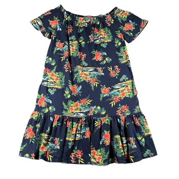 Lands End Dress Womens Small 6-8 Floral Short Sleeve Ruffle Pocket Summer Casual - Picture 1 of 9